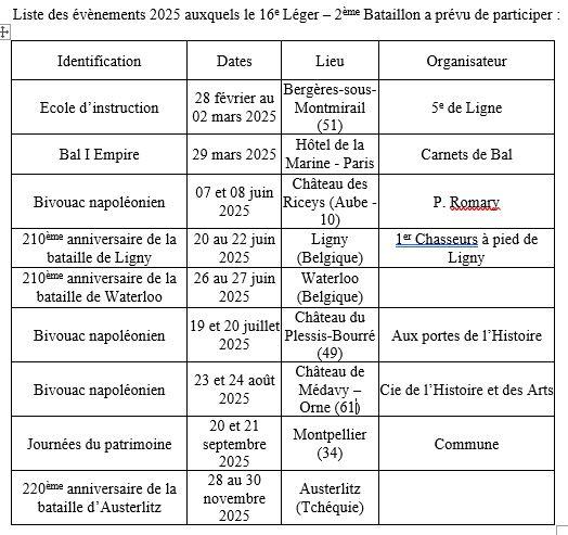 20250120 16e leger 2e bon calendrier sorties 2026